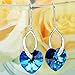 EleQueen 925 Sterling Silver CZ Love Heart French Hook Dangle Earrings Made with Swarovski Crystals