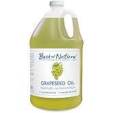 Best of Nature 100% Pure Grapeseed Oil - Unscented, Lightweight, Non-Greasy Moisturizer for Hair, Skin, Face & Aromatherapy, Carrier Oil for Essential Oils, Half Gallon (64 fl oz)