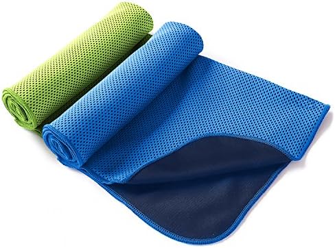 Cooling Towels, Sports Summer Ice Cooling Sweat Absorption Quick-Dry Towel Microfiber Fabric Running Gym Fitness Yoga Climbing Exercise Outdoor Ultraviolet Proof 2-in-1 Pack