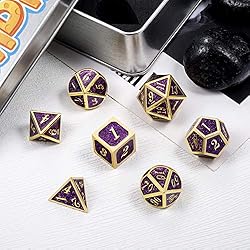 DNDND Glitter Purple Metal Dice Set, Solid