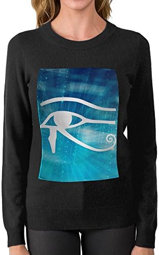 HFIEOTER Women's Egyptian Logo Eye Of Horus Halloween Round Neck Sweater Girl Pullover