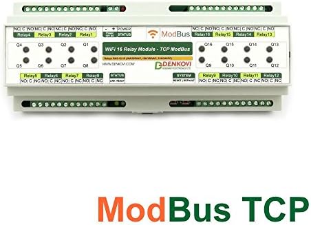 Denkovi Assembly Electronics Ltd Wi-Fi 16 Relay(7A) Board PCB 12VDC DIN Rail Box - ModBus, TCP/UDP, Timers, Wi-Fi 802.11 Interface