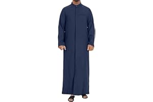YAOHUOLE Kaftan for Men Long Sleeve Muslim Thobe for Men Button down Men Kaftan Thobe