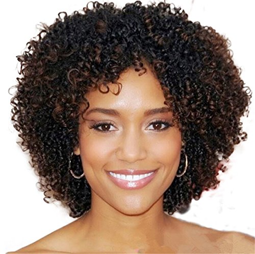 ATOZWIG Short Brown Ombre Wig Short Wigs For Black Women Kinky Curly Afro Wig Synthetic Hair Wigs For Women Perruque Plucas