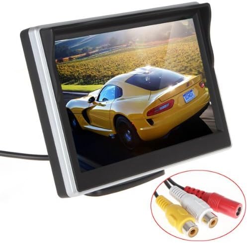 5 inch TFT-LCD 800*480 RGB High Definition Digital Panel Color Car Rear View Monitor with Front Diaphragm OSD Menu DC 12V LED Backlight Display Vehicle Rearview Mirror Monitor Support Rotatable Screen & 2 Video Input for VCD / DVD / GPS / Car Reverse Camera & Other Video Equipment