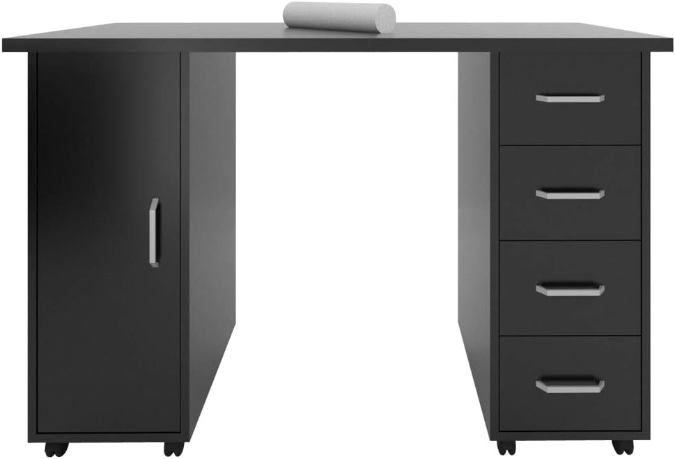 Beauty Manicure Nail Table Station, Almighty Movable Nail Salon Desk Equipment with 4 Drawers Cupboard (back)