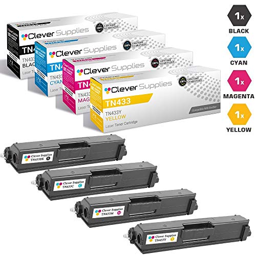 Clever Supplies Compatible Toner Cartridges Replacement for TN-433 (Black/Cyan/Magenta/Yellow,4-Packs)