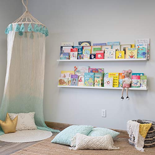 Wallniture Denver Floating Shelves For Kids Room Decor 60 White Bookshelf For Picture Frames Toddler Toys Set Of 2 Pricepulse