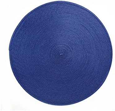 Blue Round Placemats Plastic Wipe Off Set of 8 Blue Table Mats Reversible 15"