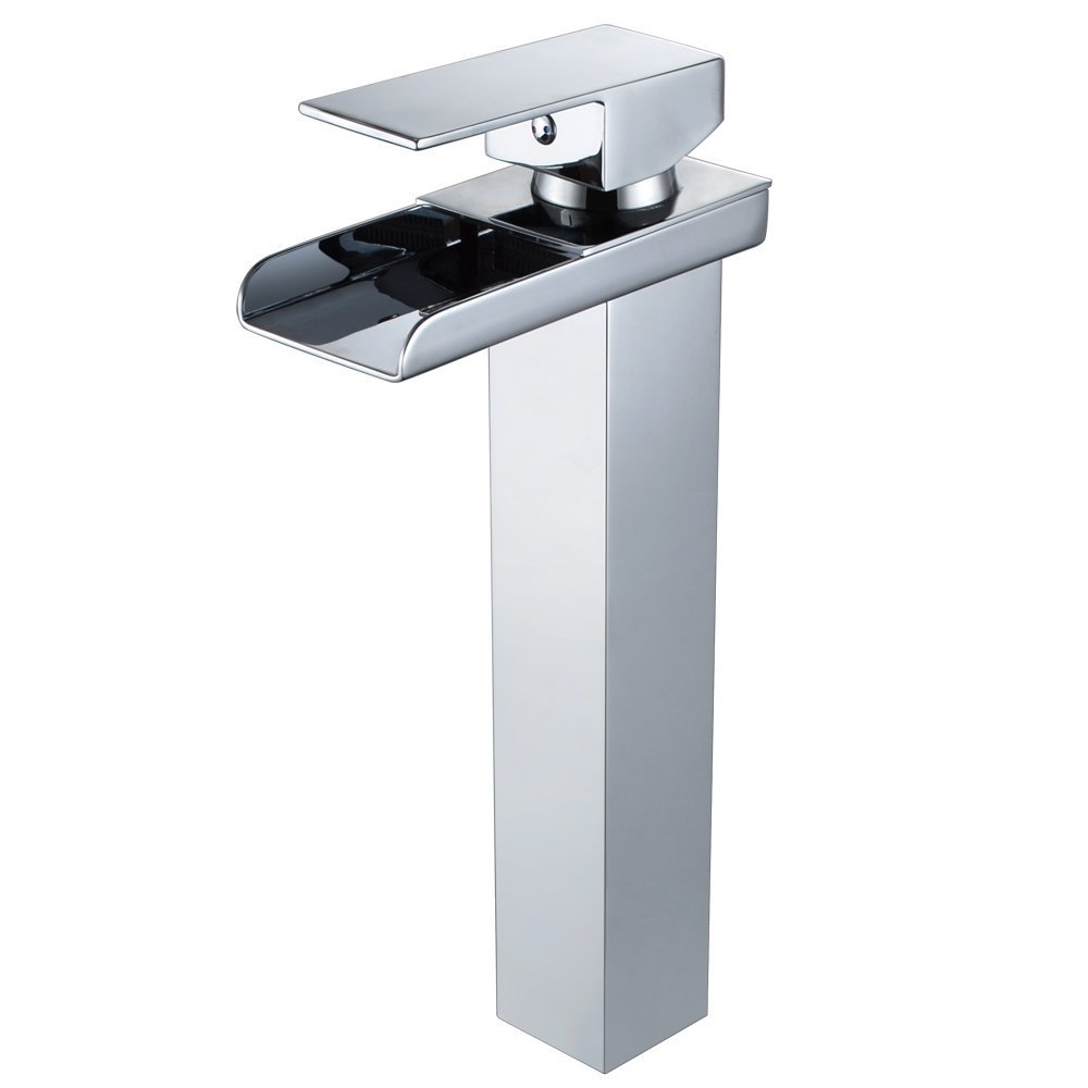 Wovier Waterfall Basin Mixer Tap, Single Handle Single Hole Bathroom Sink Faucet,Chrome Finish
