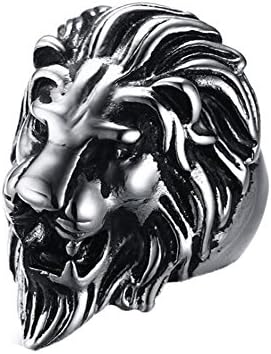 VEELFF ersonality Domineering Punk Lion Head Ring Stainless Steel