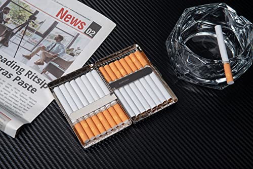 Classic Vintage Metal Cigarette Case/Storage Box, Can Hold 100’s 16 pcs (Light Silver)