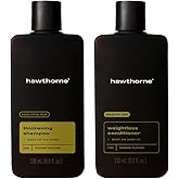 Hawthorne Thickening Shampoo and Conditioner Set. Men’s All Natural Shampoo and Conditioner Set with Thickening Shampoo and Weightless Conditioner. Sulfate Free, Paraben Free. 8 Fl Oz Each.