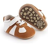 TsQiiane Newbron Baby Boys Girls Retro Sneakers Pu Leather Rubber Sole Walking Shoes Toddler Non-Slip First Walkers Infant Slippers Crib Shoes