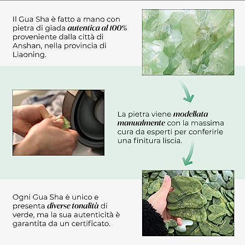 PLANTIFIQUE Gua Sha Face Jade | Jade Guasha Stone Massager Anti-Wrinkle | Skincare Face Massager Kit | Complete Gift Idea for Facial Body Feet Massage Original