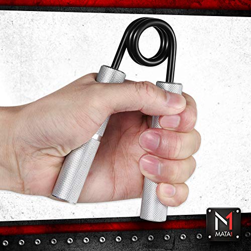 Mata1 Grip Strength Trainer (Silver, 150 lb. Resistance, 1 Pack), Hand Grip Strengthener, Forearm Grip Workout, Metal Hand Gripper, Forearm & Finger Exerciser, Hand Grip Strength Trainer