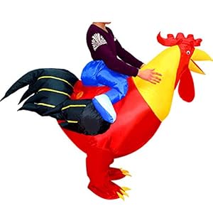 BlueSpace Inflatable Costumes Hallowenn Cosplay Costumes Gaint Rooster Suit for Audlts and Kids,Red,Large