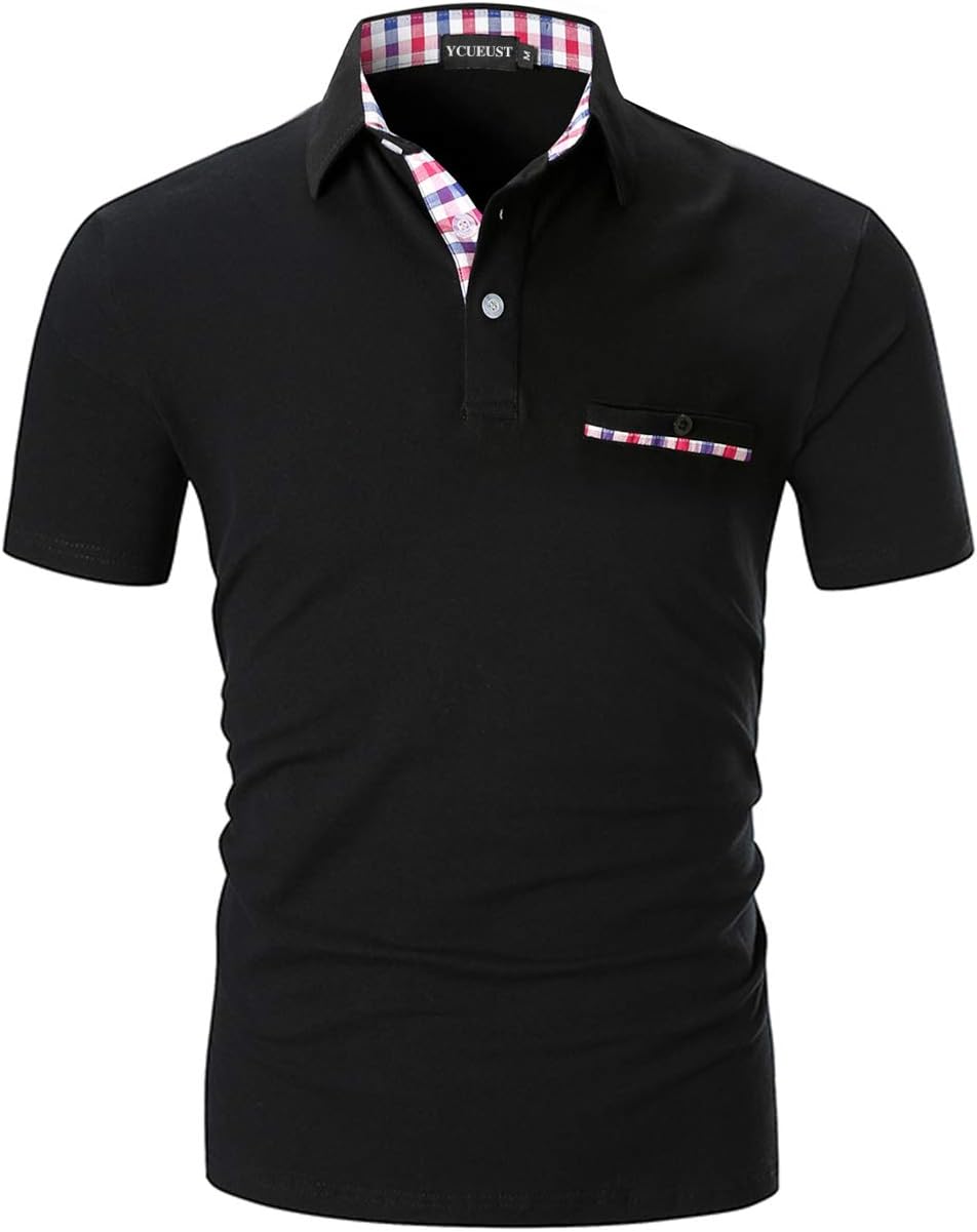 YCUEUST Mens Polo Shirts Short Sleeve Contrasting Colors T-Shirt Tops