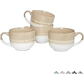 Bosmarlin Ceramic Coffee Mug Set of 4, 16 Oz, Jumbo Latte Mugs, Dishwasher and Microwave, Unique Reactive Glaze (Brown Grey, 16 Oz)