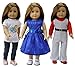ZITA ELEMENT 3 Sets Daily Casual Clothes Outfits for 18 inch American Doll and Other 45-46cm Dolls Xmas Gift