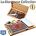 Steak Stone Cooking Set by La Mongoose. Premium Basalt Lava Rock For Hot and Cold Hibachi Grilling. Includes 3 White Ceramic Dipping Dish Bowls and 1 Plate Acacia Board Stainless Steel Tray Ideal Gift