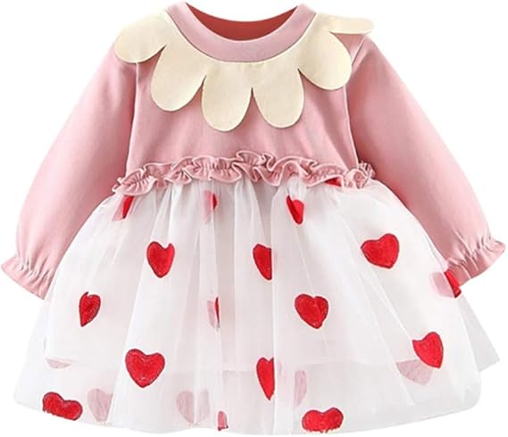 Amazon Co Jp Urmagic子供服 ワンピース ドレス 長袖 赤ちゃん服 春秋 女の子 かわいい 刺繍 メッシュス 花びら襟 プリンセス ベビー服 新生児 発表会 服 ファッション小物