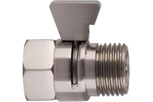 WEIRUN Water Flow Control Valve,Shut Off Valve for Handheld Shower Bidet Spray Head,Shower Head Flow Control Valve,Water Pressure Regulator, Shower Flow Restrictor Replacement,Brushed Nickel