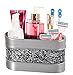 Creative Scents Crackled Glass Silver Toothbrush and Toothpaste Holder for Bathroom - Decorative Bathroom Counter Electric Toothbrush Organizer, 3 Slot, Makeup Brush Holder