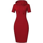 Clearlove Women's Stripe Pocket Knee Length Slim Pullover Hoodie Dress