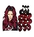 Prettiharr Two Tone Black to Maroon Ombre Hair Extensions Weaves 7A Peruvian Virgin Hair Body Wave Human Hair 3 Bundles 1B/99J Black+Burgundy 100g Mixed Lengths (20 22 24 inch)