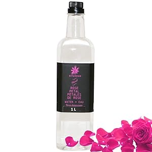 Bitarome All Natural Rose Blossom Water for Cooking, 1L (33.81oz) | For Nougats, Turkish Delights, Baklava and More. No Additives, Vegan