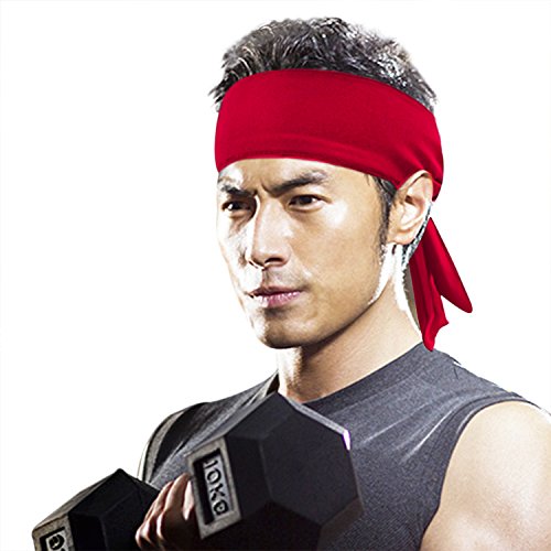 Dri- Fit Head Tie Tennis Headbands Hairband Sweatbands Wristbands Head Wrap Moisture Wicking Headwear for Running Working Out Athletics Boxing Sports