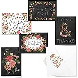 Canopy Street Chalkboard Floral Thank You Note Card Assortment Pack - Set of 36 with White Envelope (53804)