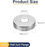sourcing map 4x Shower Arm Flange Escutcheon Plate Stainless Steel Round for 1" view 2