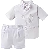 Booulfi Baptism Outfits for Boys Baby Boy Outfits Christening Gifts White Suits with Dress Shirt Pants