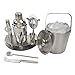GSCW Bar Set with Ice Bucket - 10 Piece Stainless Steel Bartender Mixology Kit with Cocktail Shaker, Jigger, Strainer, Corkscrew, Bottle Opener, Tongs, Stirrer, Cheese Knife and Stand