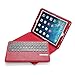 iPad Air/iPad Air 2 Keyboard + Leather Case, Poweradd Removable Bluetooth iPad Keyboard Case + Auto Wake/Sleep Function, Built-in Stand for Apple iPad Air 1/2, iPad 5/6 [Apple iOS 10+ Support] - Red