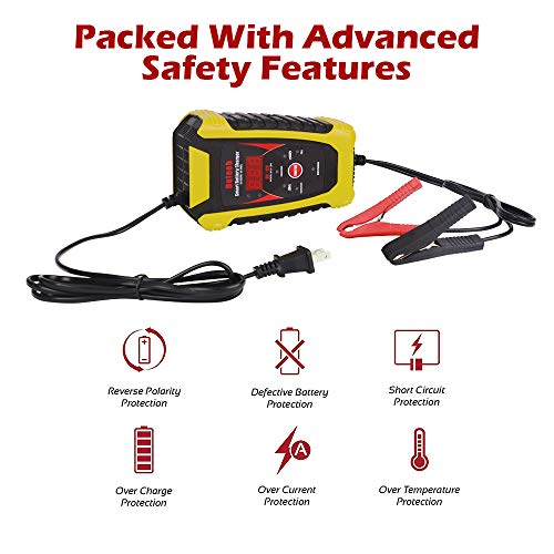 Beleeb Automatic Battery Charger 6V 12V Auto Trickle Charging for Car Motorcycle Lawn Mower Tractor Scooter 2A 6A Maintainer