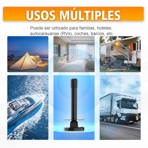 Antena TV Interior Potente para Smart TV – Antena TDT Digital HD 4K/1080P con Recepción 360° Omnidireccional, Base Magnética Estable, Compatible con DVB-T2/DVB-T y HDTV, Fácil Instalación, Sin Cuotas