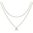 PAVOI 14K Gold Plated Layering Necklaces | Stylish Minimalist Design Pendant Necklaces | Bar, Lotus, Disc, Dog Tag, Horizontal Bar Pendants for Women