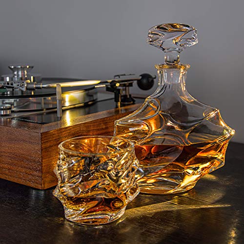 5-tlg Whisky Set Karaffe 750 ml und 4 Whiskygläser 330 ml - zum Geburtstag und Vatertag - Geschenke für Männer - bleifreier Whiskey Dekanter und Tumbler - BPA-Frei – Bild 7