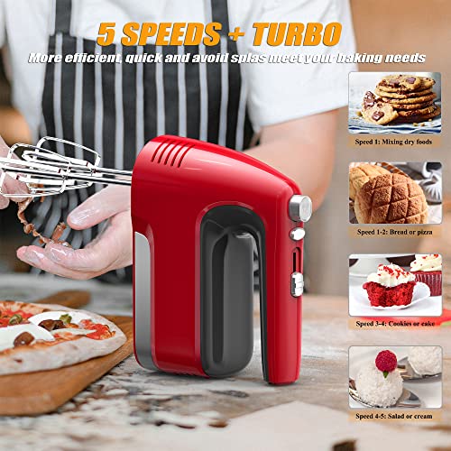 JIOJIOY Hand Mixer Electric, 5 Speed Kitchen Handheld Mixer with Eject