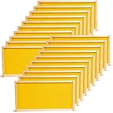 BeeCastle 20 Pack Beehive Frames and Waxed Foundations for Deep Brood Bee Hives with Wooden Bee Hive Frames and Beeswax Coated Foundations, 9-1/8-Inch (Yellow)