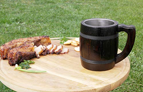 Beer Mug Wooden Handmade Retro Brown Color - Wood Carving Beer Mug of Wood Eco Friendly Great Gift Ideas Beer Mug for Men. Wooden Beer Tankard - Limited TIME Offer
