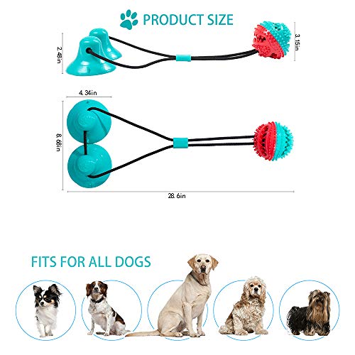 shuny Double Suction Cup Dog Chew Toy Tug of War Rope Toys for Aggressive Chewers Interactive Puppy Puzzle Toys Food Dispensing Toothbrush Teeth Cleaning Ball for Large Dogs