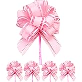 6 PCS Pull Bows for Gift Wrapping by Aurdox, 6 Inches Party Wedding Ribbon Bows for Wrapping Boxes or Flower Decorations, Decorations (Pink)