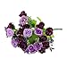 Polytree 1 Bouquet 21 Head Artifical Fake Rose Wedding Party Home Decor Silk Flower (Purple)