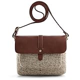 ECOSUSI Crossbody Bags for Women Flap-over Shoulder Bag Vintage Handbag Purse with Back Pocket
