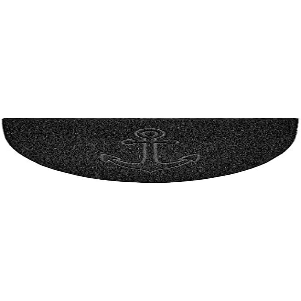 Nicoman Embossed Halfmoon Half Circle Door Mat Dirt-Trapper Jet-Washable Doormat 70x44cm (Black, ANCHOR Shape) - Use on Carpet ONLY