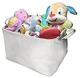 Large 100% Cotton Canvas Collapsible Storage Basket, Nursery Bin, Laundry Box - Perfect Organizer for Kids Toys, Baby Clothing, Children Books, Ideal for Organizing Home Stuff and Office Supplies